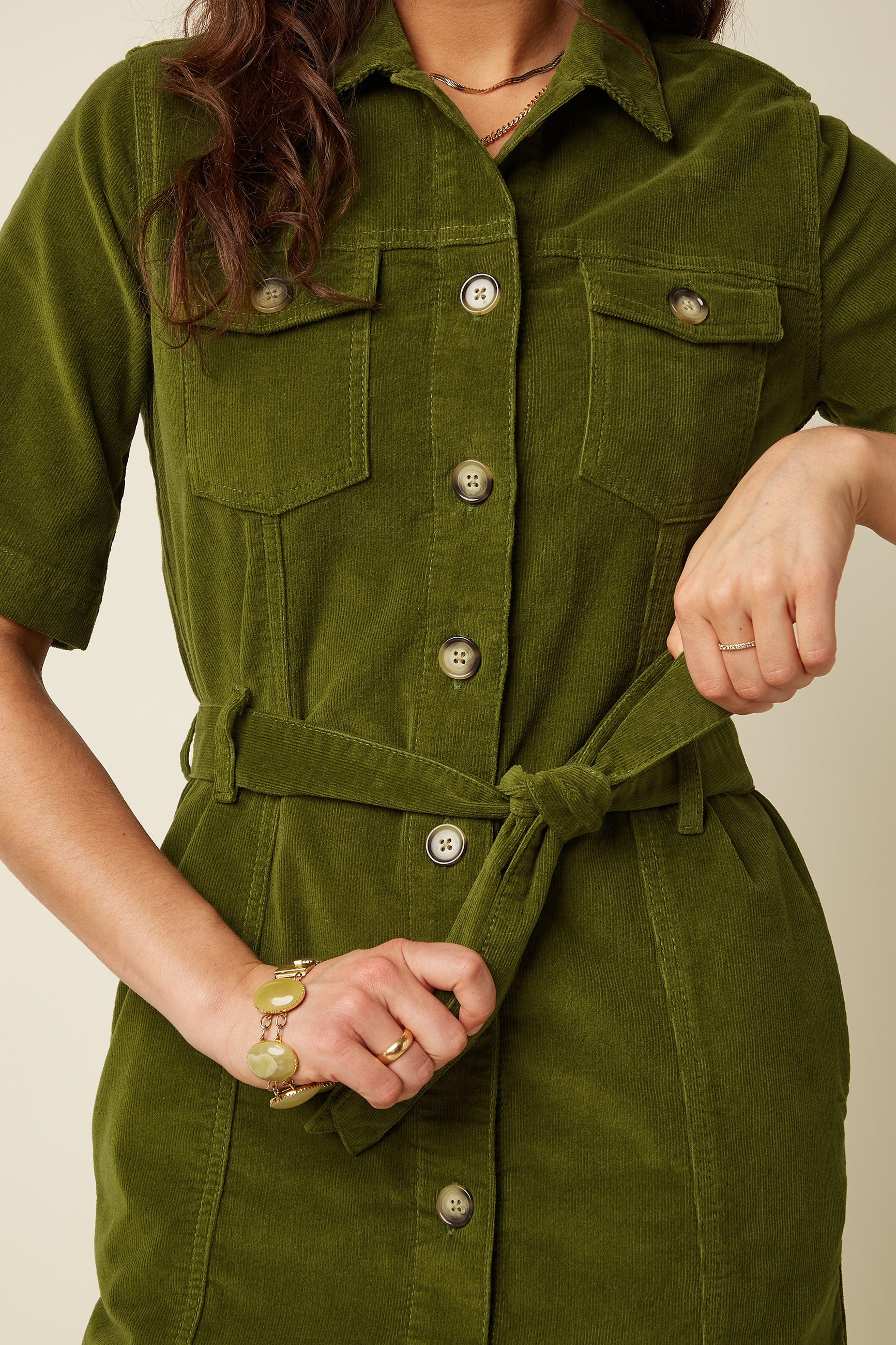 King Louie - Kate Baby Cord Dress in Posey Green 2
