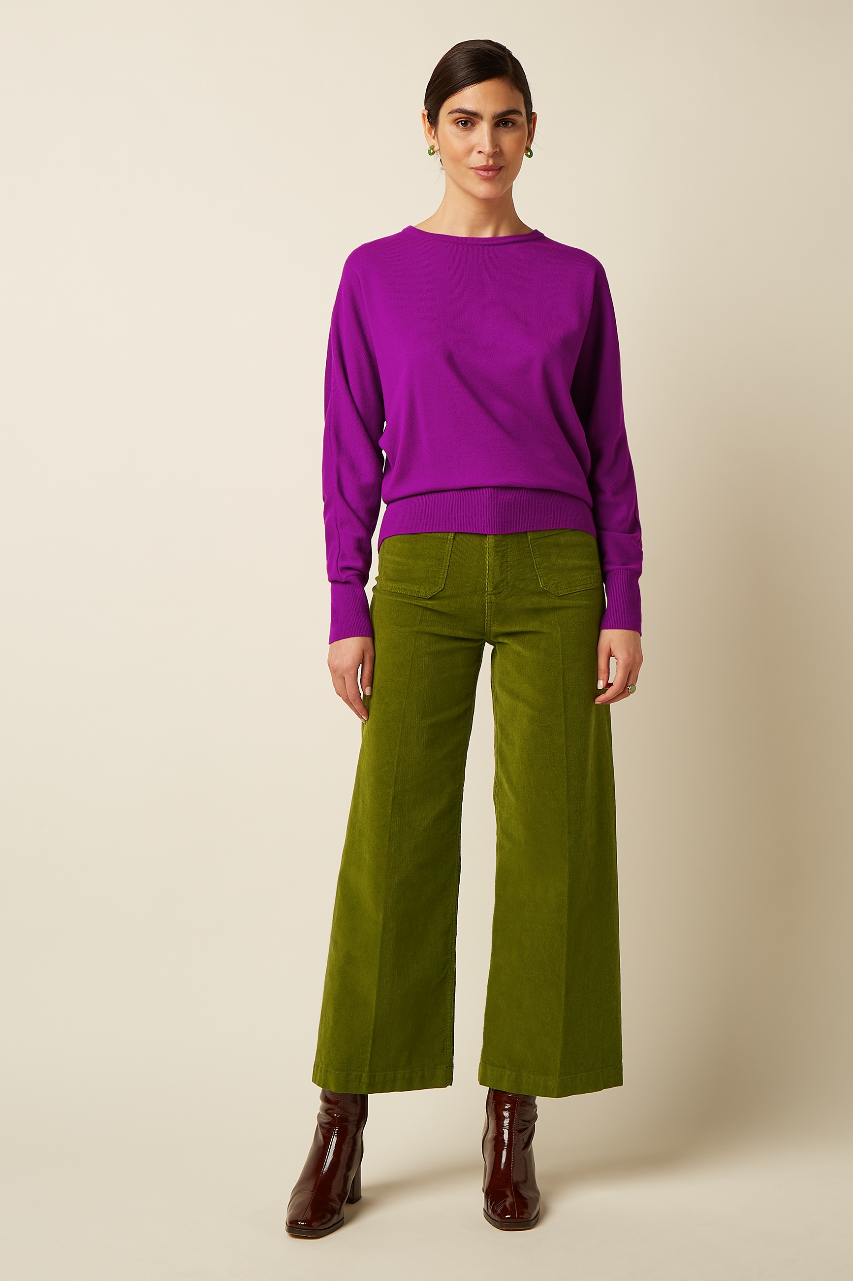 King Louie - Paige Pocket Baby Cord Pants in Posey Green