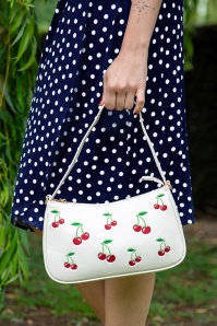 Banned Retro - Wild Cherry handtas in gebroken wit