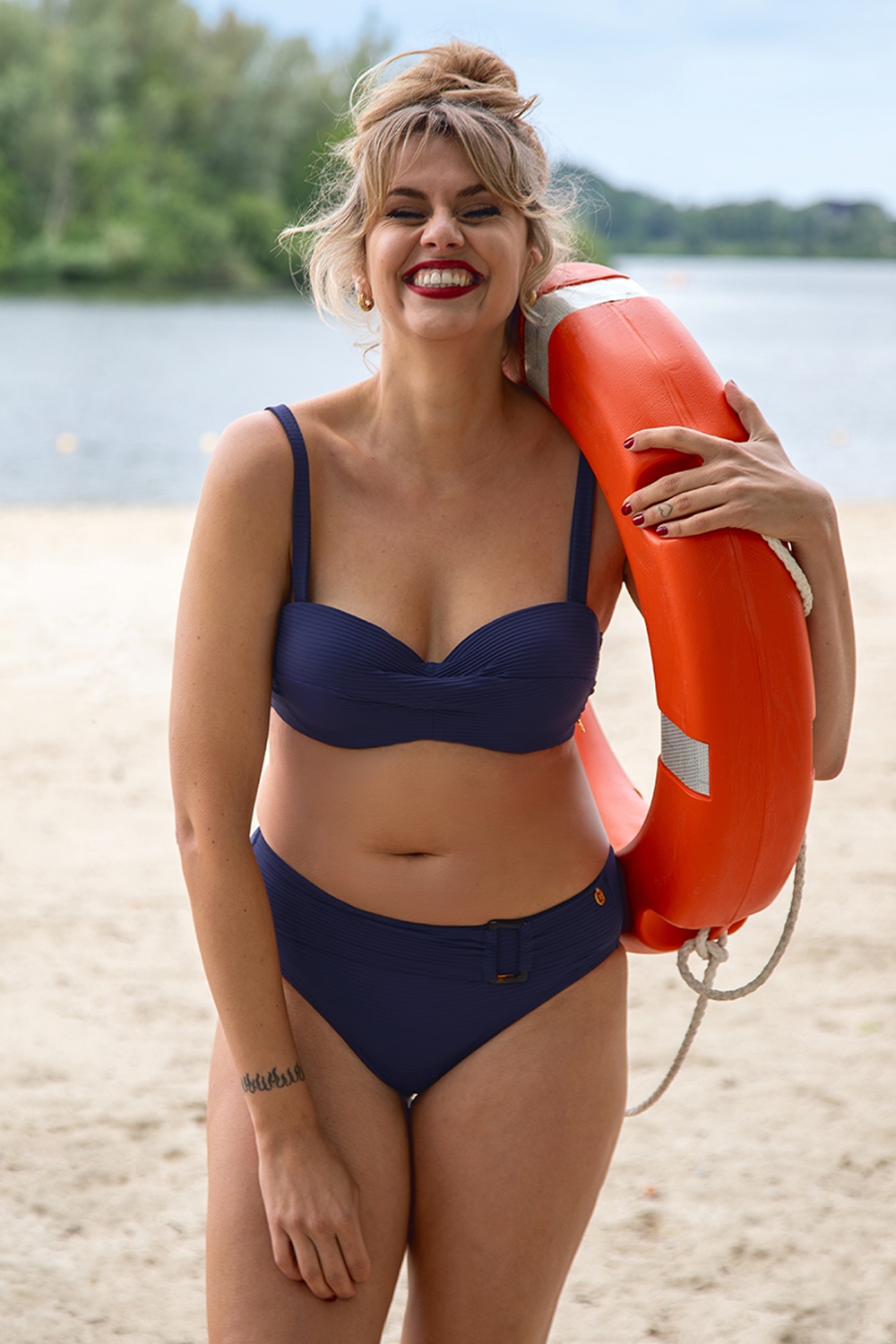 TC Beach - Mid Waist Bikini Bottom in Ink Blue