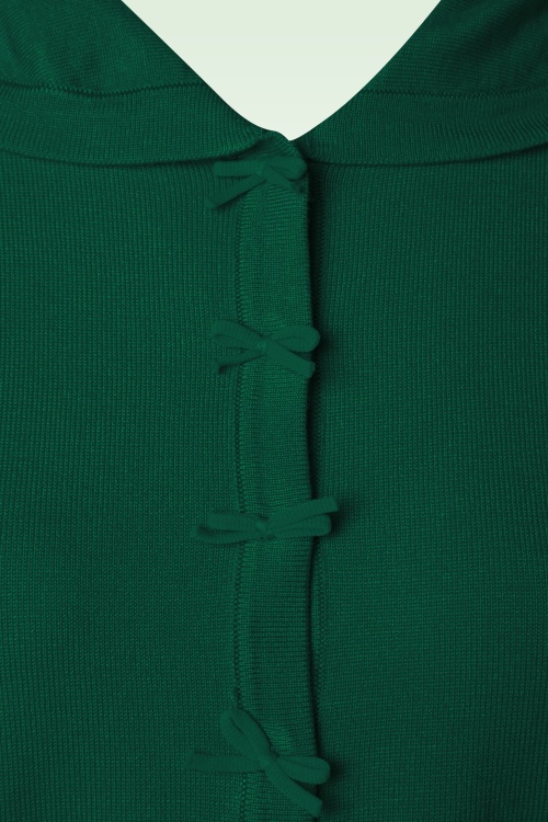 Banned Retro - 40s April Bow Cardigan in Dark Green 2