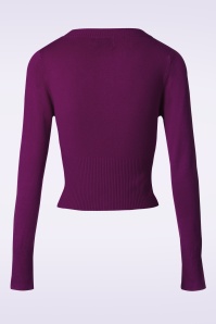 Banned Retro - 50s Dolly Cardigan in Aubergine 2
