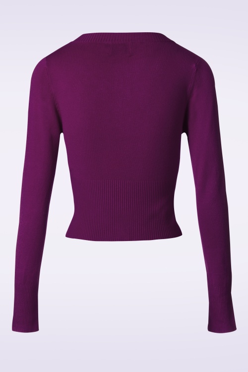 Banned Retro - 50s Dolly Cardigan in Aubergine 2