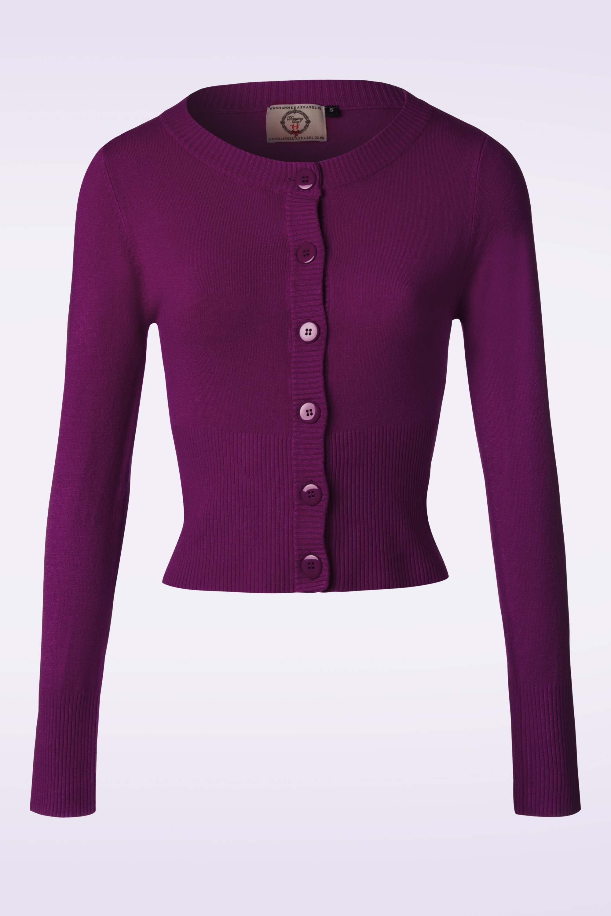 Banned Retro - 50s Dolly Cardigan in Aubergine