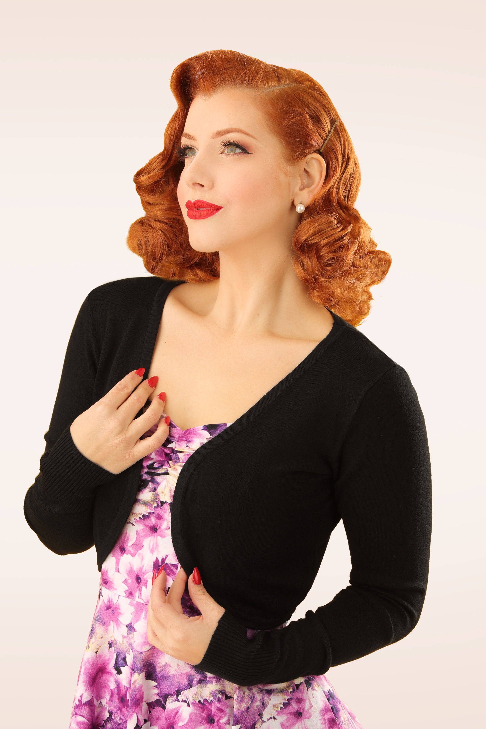 Banned Retro - Vintage Flickers bolero in zwart