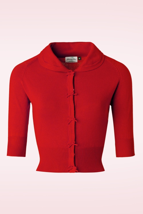 Banned Retro - 40s April Bow Cardigan in Red