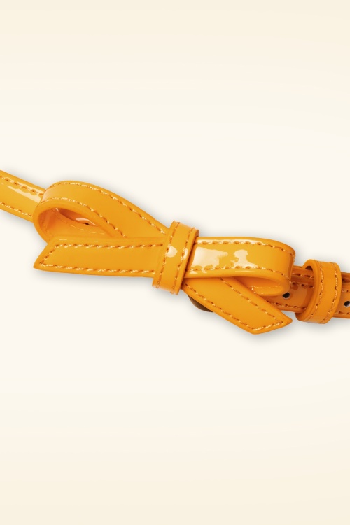 Banned Retro - Gold Rush Lacquer Bow Belt Années 50 en Moutarde 2