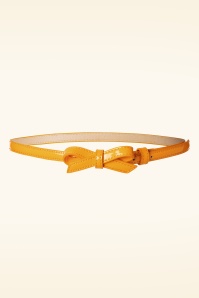 Banned Retro - Gold Rush Lacquer Bow Belt Années 50 en Moutarde