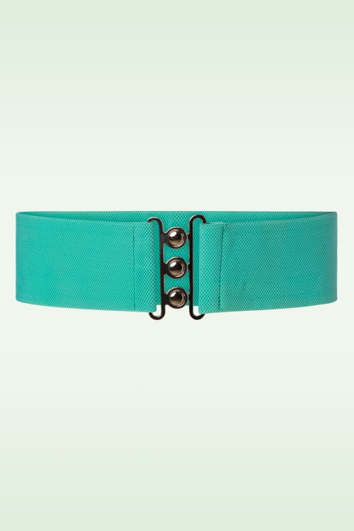 Banned Retro - Lauren Vintage Stretch Belt Années 50 en Bleu Canard Clair
