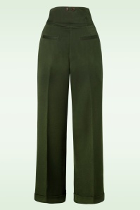 Banned Retro - Girl Boss Trousers Années 50 en Vert Foncé 3