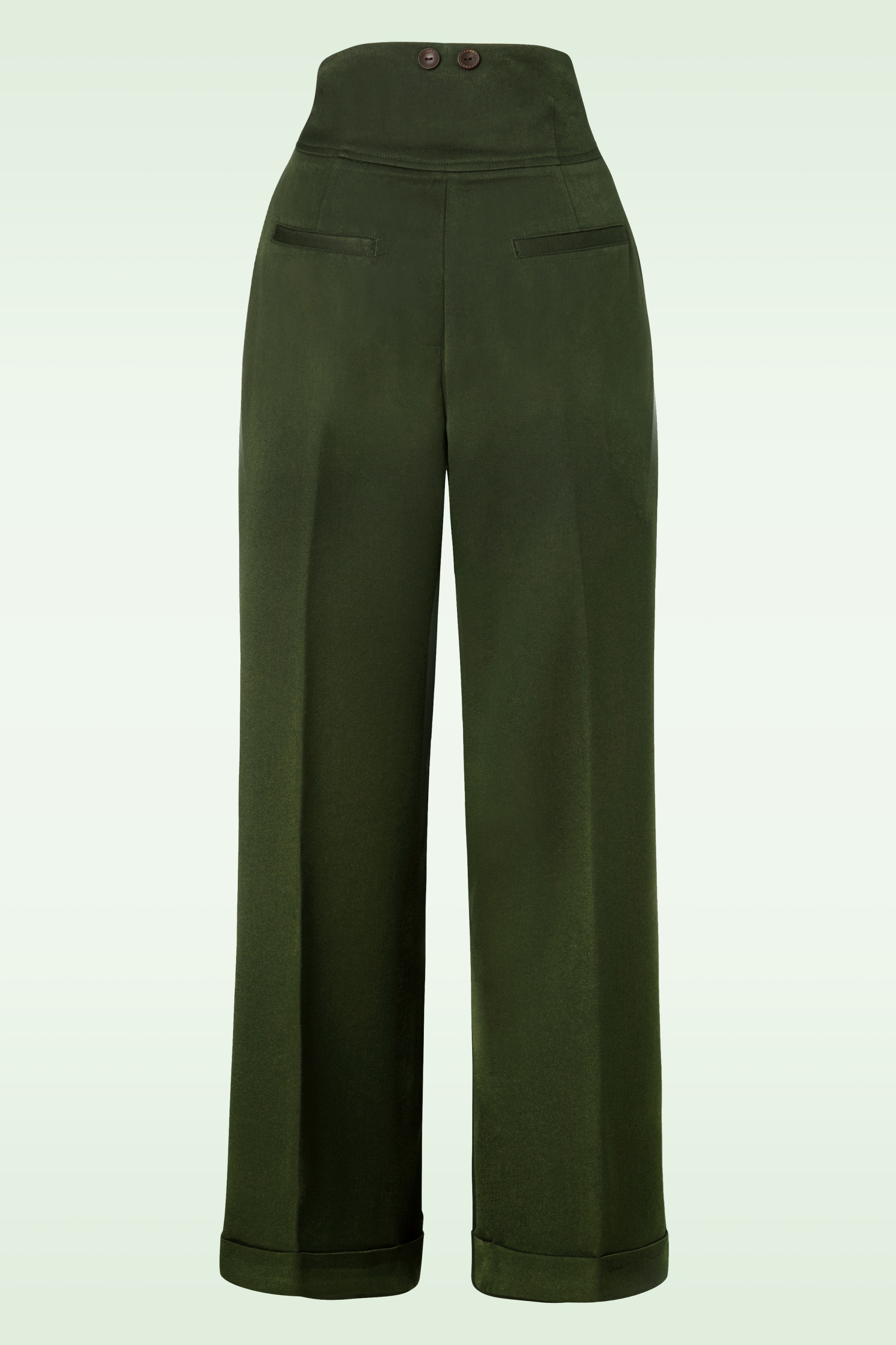 Banned Retro - Girl Boss Trousers Années 50 en Vert Foncé 3
