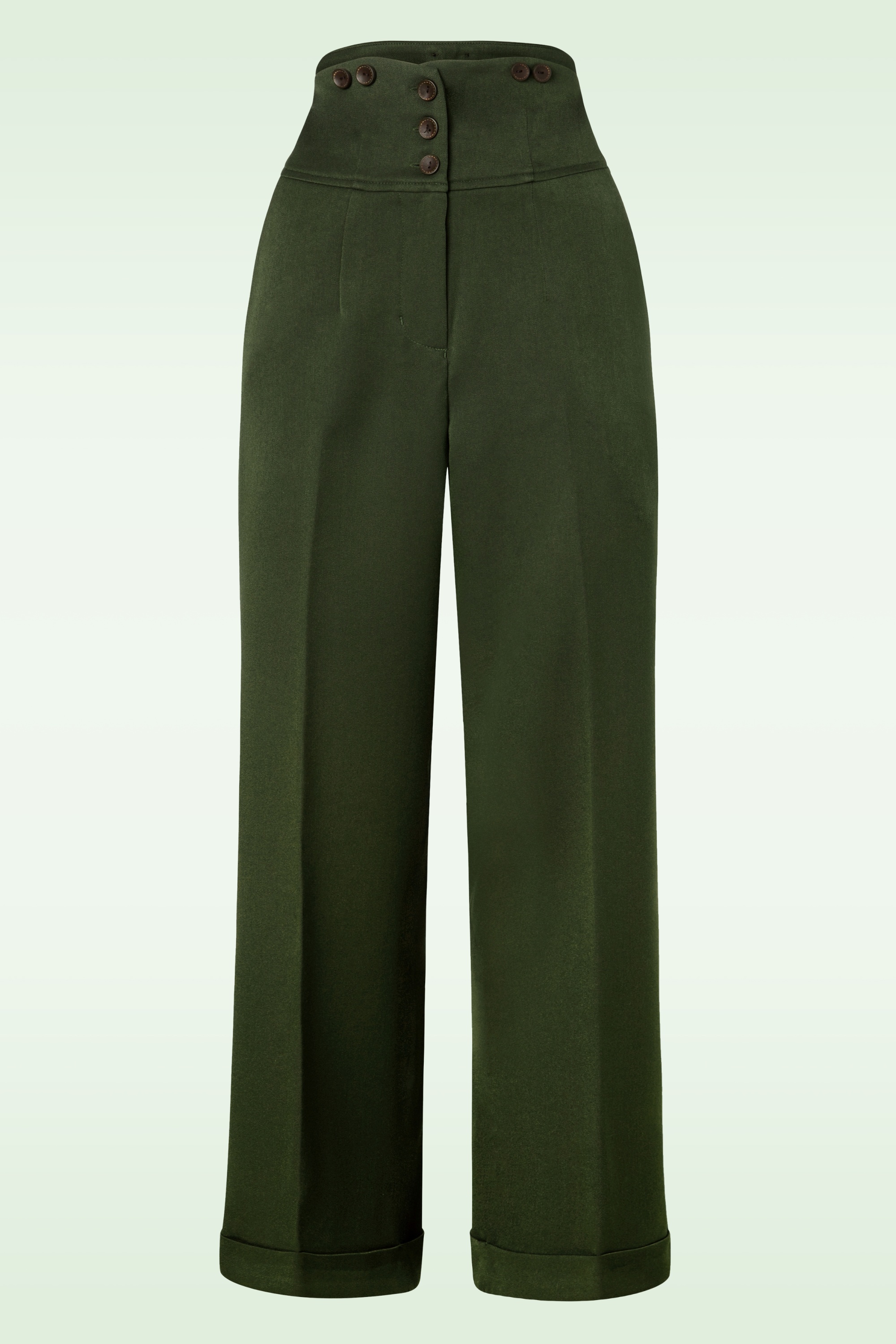 Banned Retro - Girl Boss Trousers Années 50 en Vert Foncé