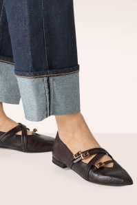 Tamaris - Jany Croco Ballerina Flats in Mocca