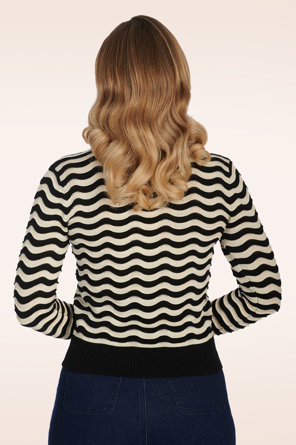 Banned Retro - Sweet Stripes Pullover in Black and Cream 4