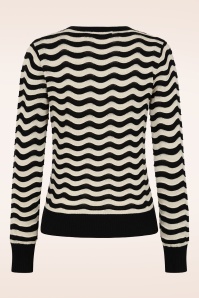 Banned Retro - Sweet Stripes Pullover in Black and Cream 3
