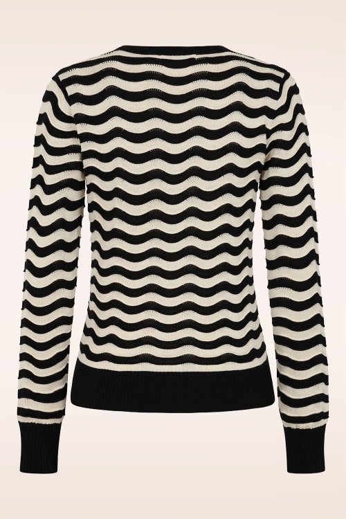 Banned Retro - Sweet Stripes Pullover in Black and Cream 3