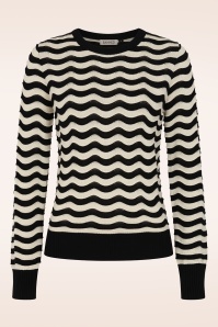 Banned Retro - Sweet Stripes Pullover in Black and Cream