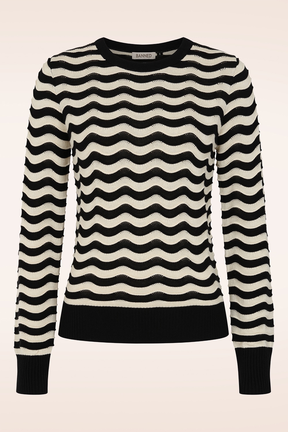 Banned Retro - Sweet Stripes Pullover in Black and Cream