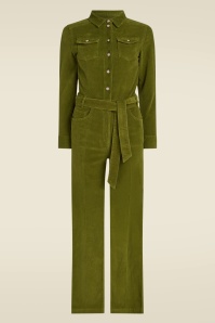 King Louie - Mia Feincord-Jumpsuit in Olivgrün 2