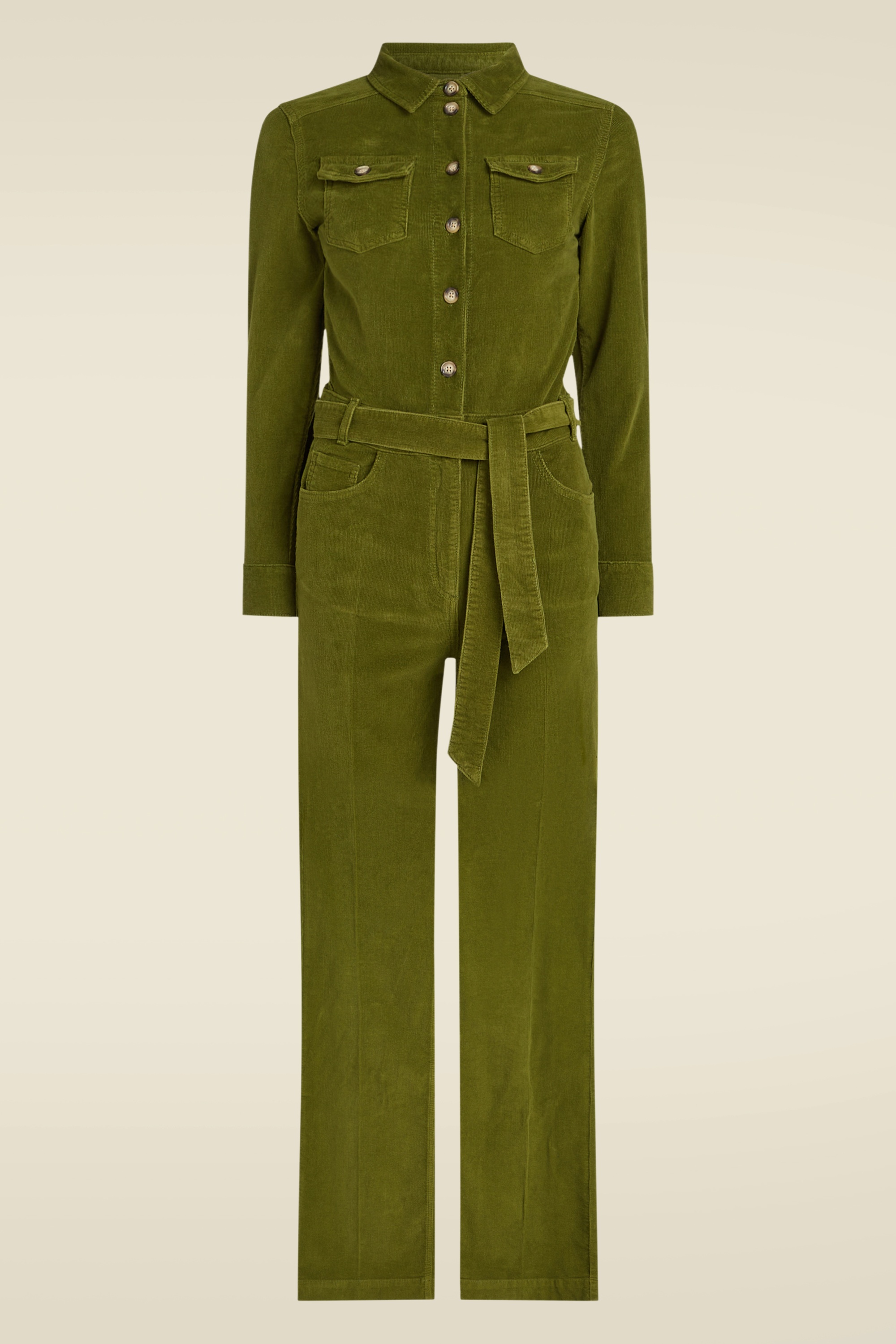 King Louie - Mia Feincord-Jumpsuit in Olivgrün 2