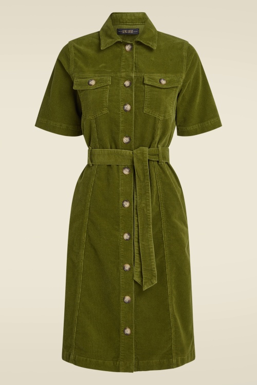 King Louie - Kate Feincord-Kleid in Olivgrün 2