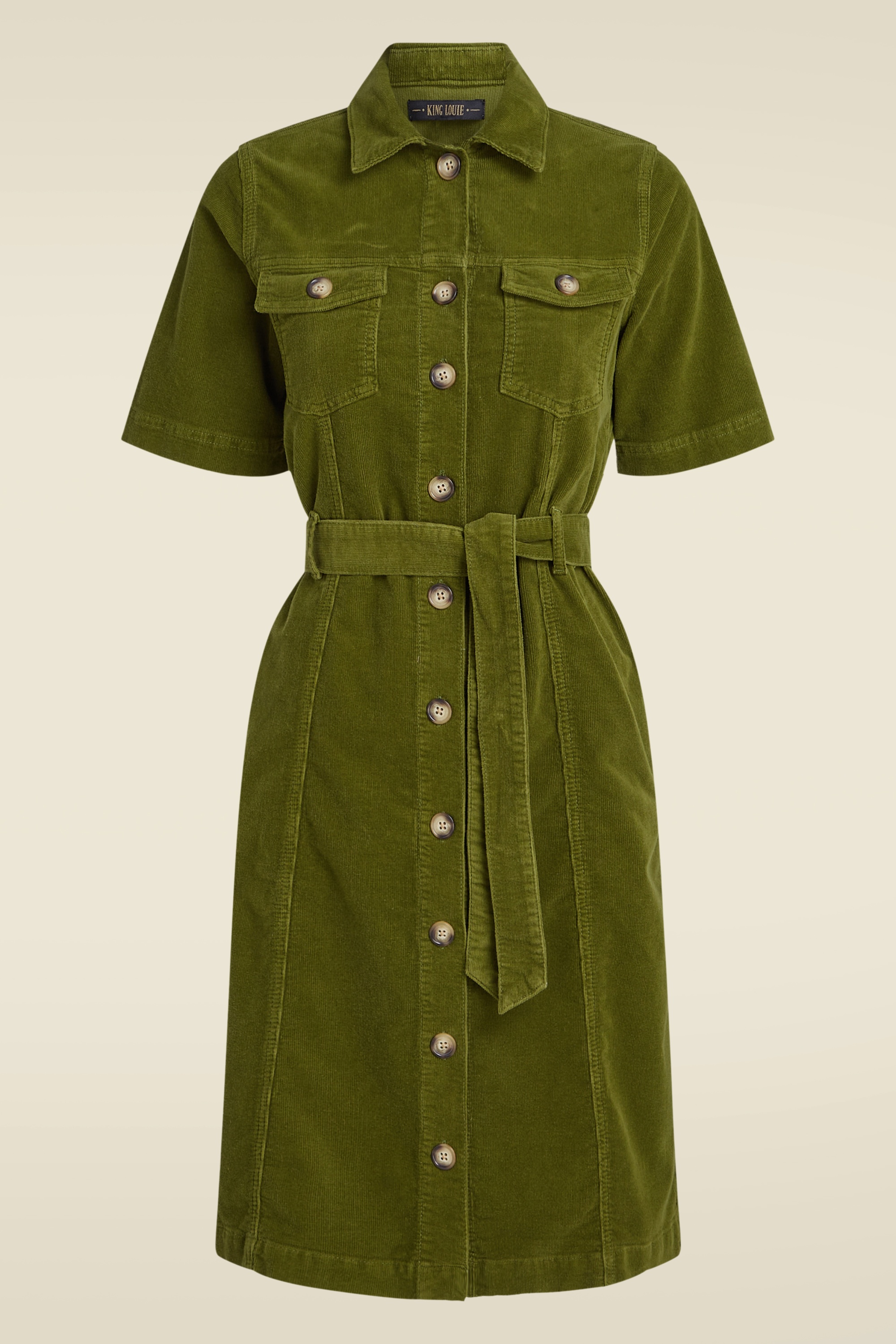 King Louie - Robe en velours milleraies Kate en vert Posey 2