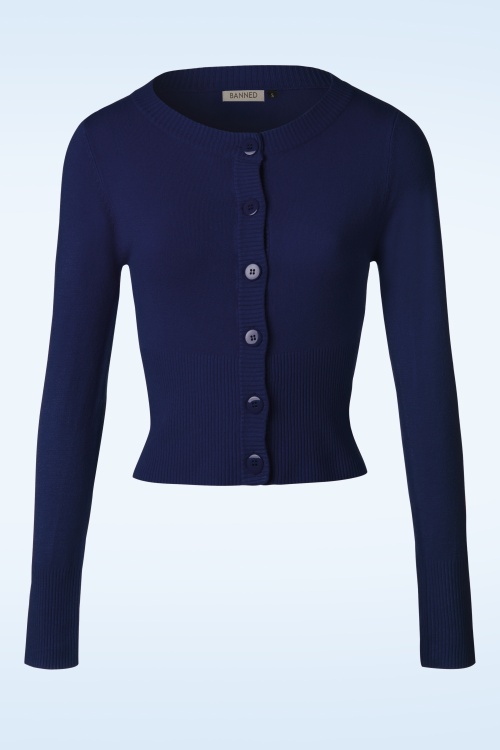 Banned Retro - Dolly Cardigan in Nachtblau