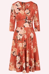 Vintage Chic for Topvintage - Exklusiv bei Topvintage ~ Caroline Oriental Floral Swingkleid in Rost-Orange
