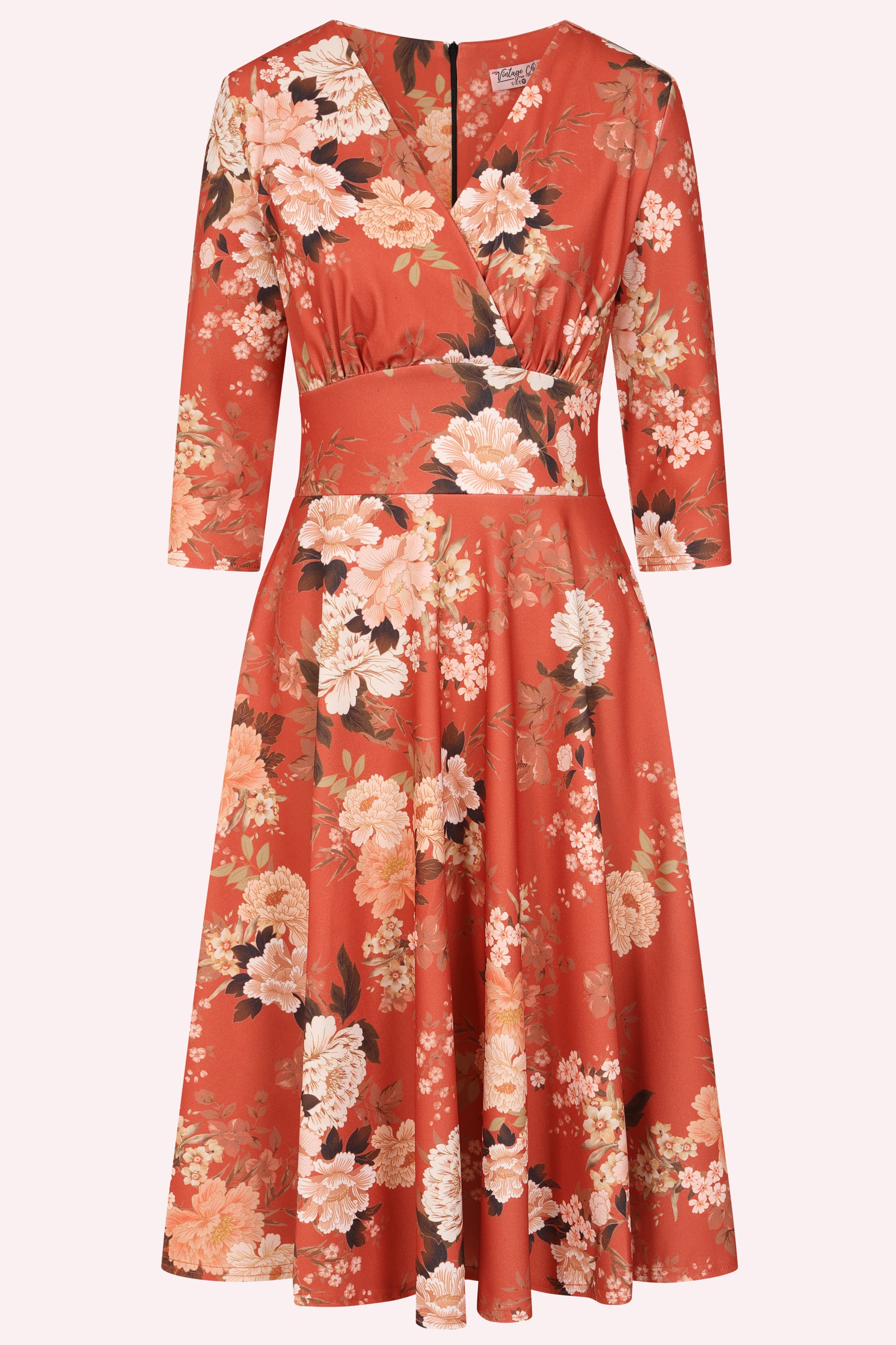 Vintage Chic for Topvintage - Exklusiv bei Topvintage ~ Caroline Oriental Floral Swingkleid in Rost-Orange