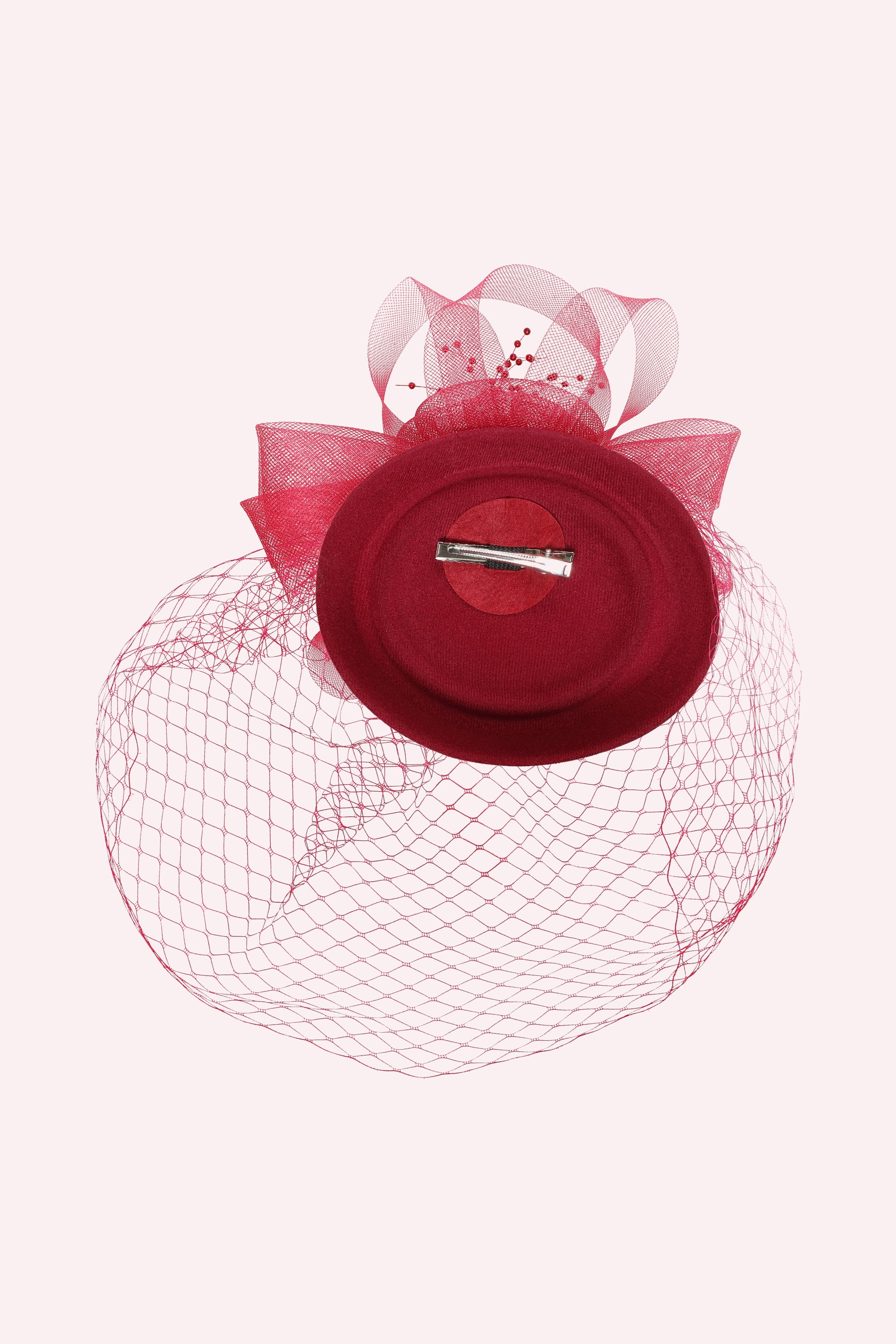 Banned Retro - Royal Bloom Fascinator in Raspberry Red  4