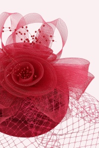 Banned Retro - Royal Bloom Fascinator in Raspberry Red  5