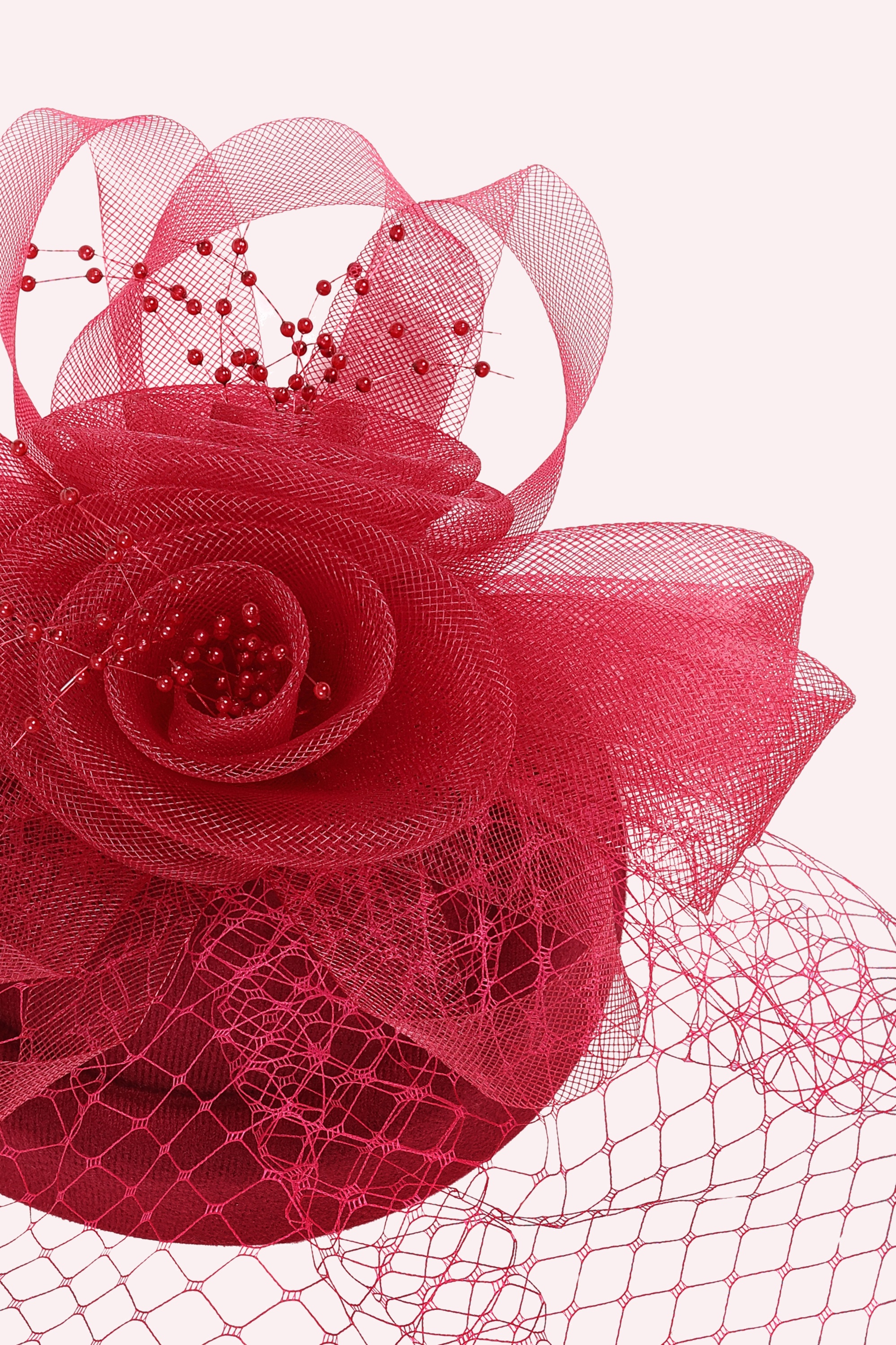 Banned Retro - Royal Bloom Fascinator in Raspberry Red  5