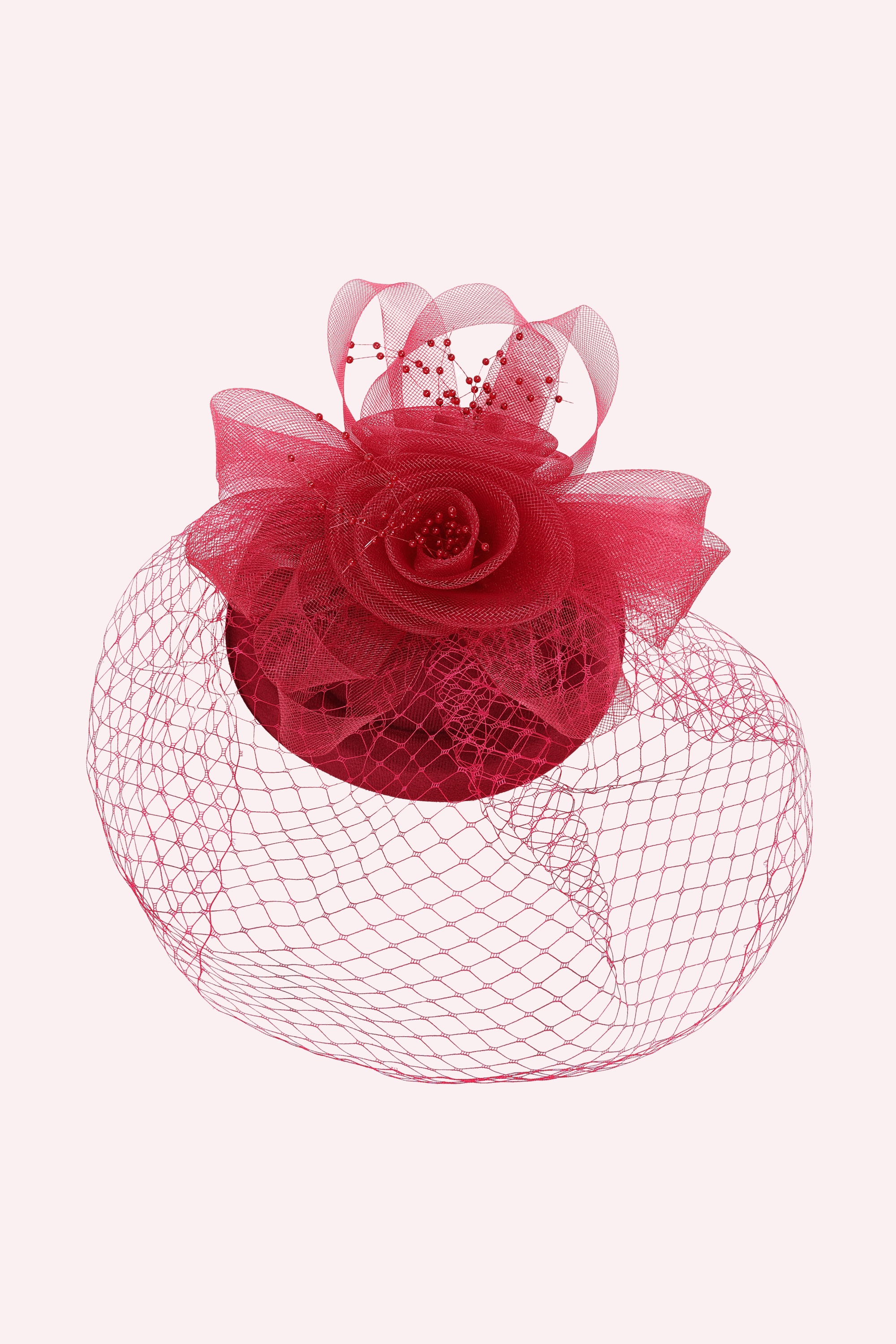 Banned Retro - Royal Bloom Fascinator in Raspberry Red  3