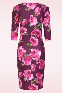 Vintage Chic for Topvintage - Topvintage exclusive ~Nehla Blurred Floral Pencil Dress in Purple 2