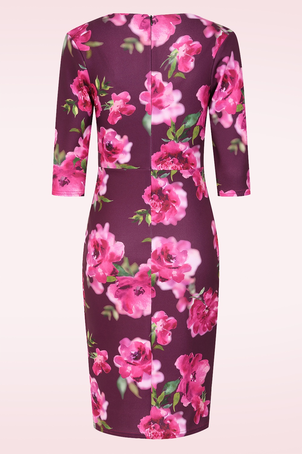Vintage Chic for Topvintage - Topvintage exclusive ~Nehla Blurred Floral Pencil Dress in Purple 2