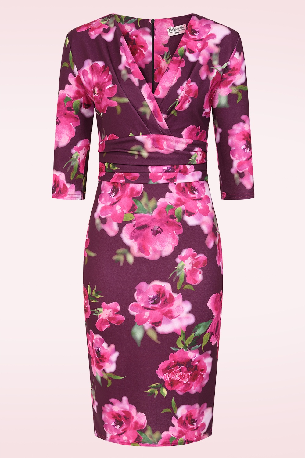 Vintage Chic for Topvintage - Topvintage exclusive ~Nehla Blurred Floral Pencil Dress in Purple