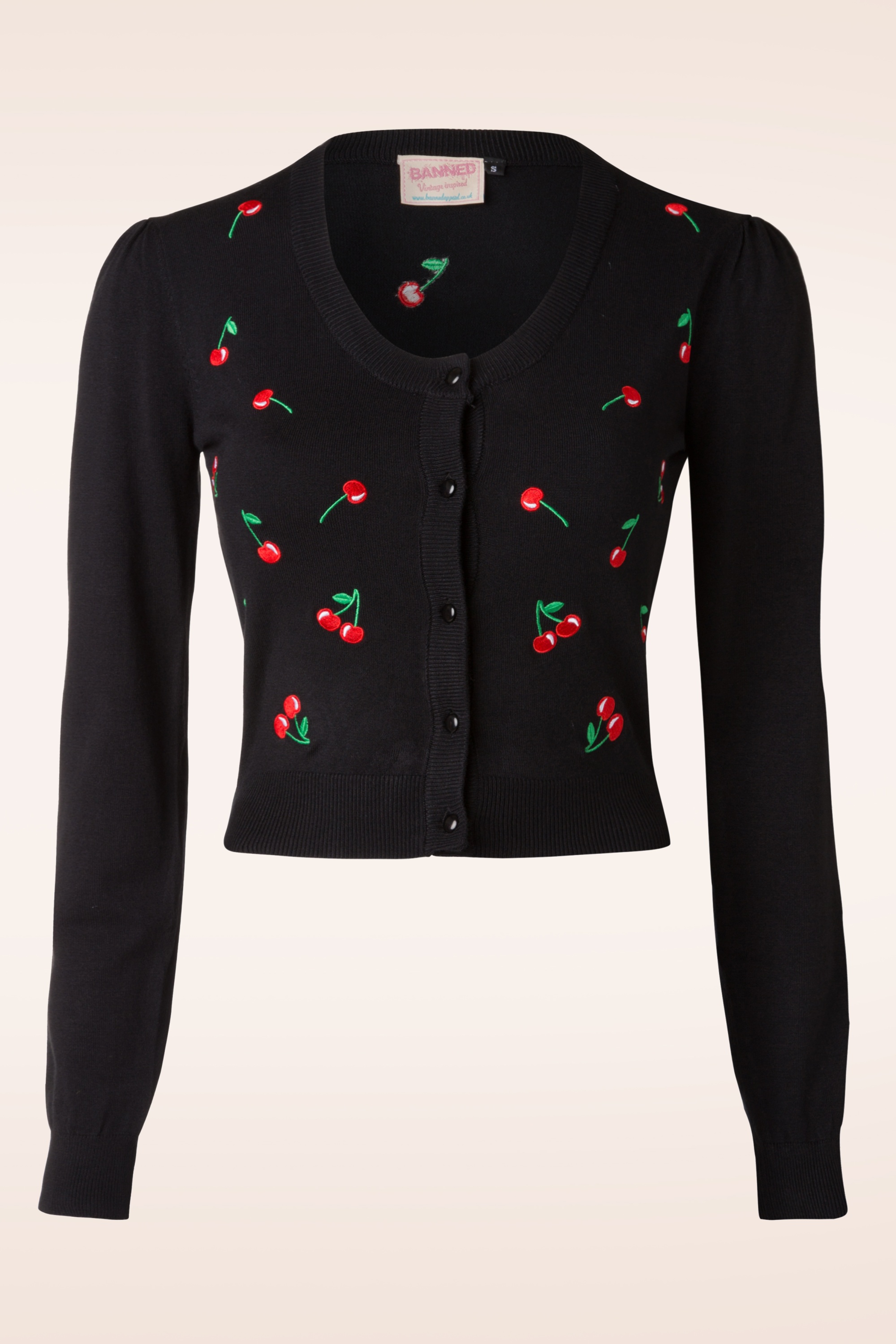 Banned Retro - Drive me Crazy Cherries Cardigan Années 50 en Noir
