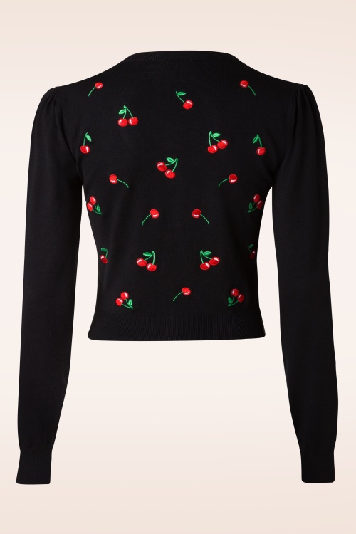 Banned Retro - Drive me Crazy Cherries Cardigan Années 50 en Noir 2