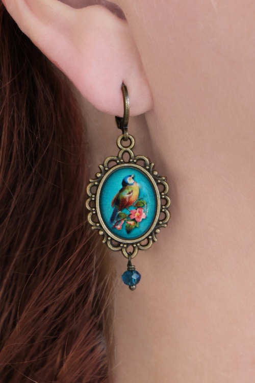 Urban Hippies - Chickadee oorbellen in goud en blauw