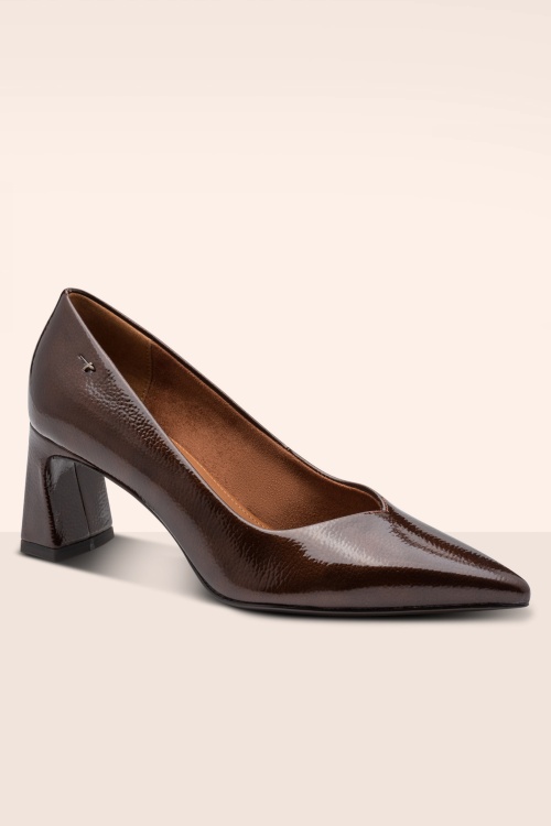 Tamaris - Point Made Glossy pumps in bruin 4