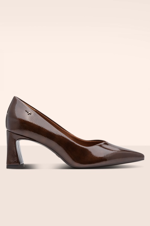 Tamaris - Point Made Glossy pumps in bruin 2