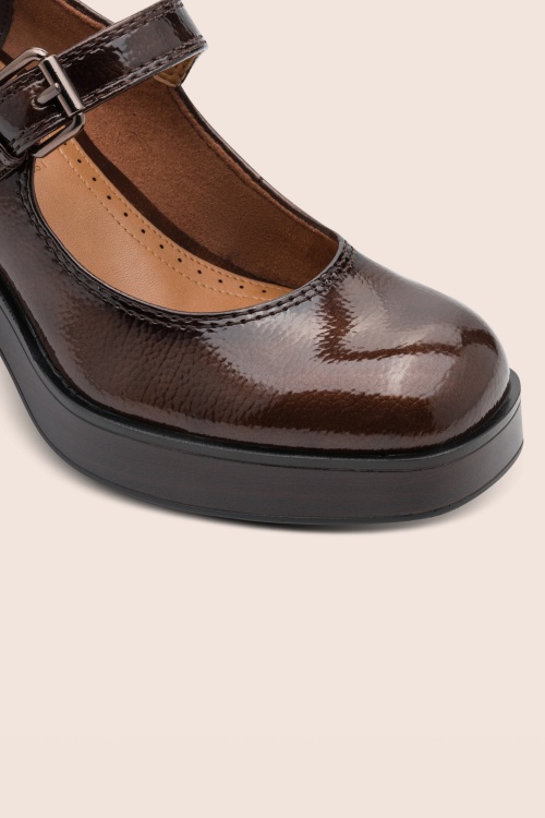 Tamaris - Chunky Charm Mary Jane pumps in glossy bruin 3