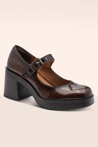 Tamaris - Chunky Charm Mary Jane pumps in glossy bruin 4