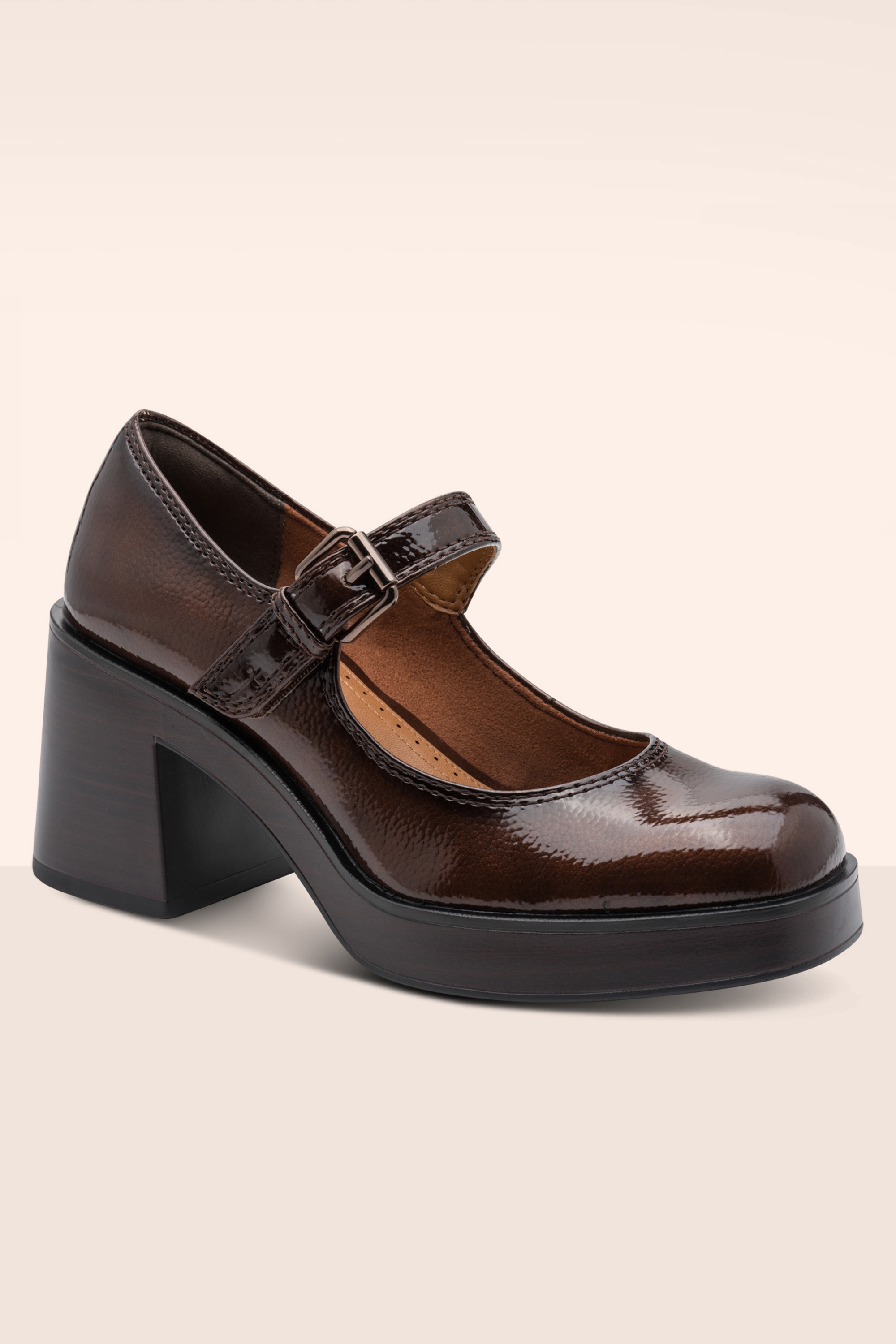 Tamaris - Chunky Charm Mary Jane pumps in glossy bruin 4