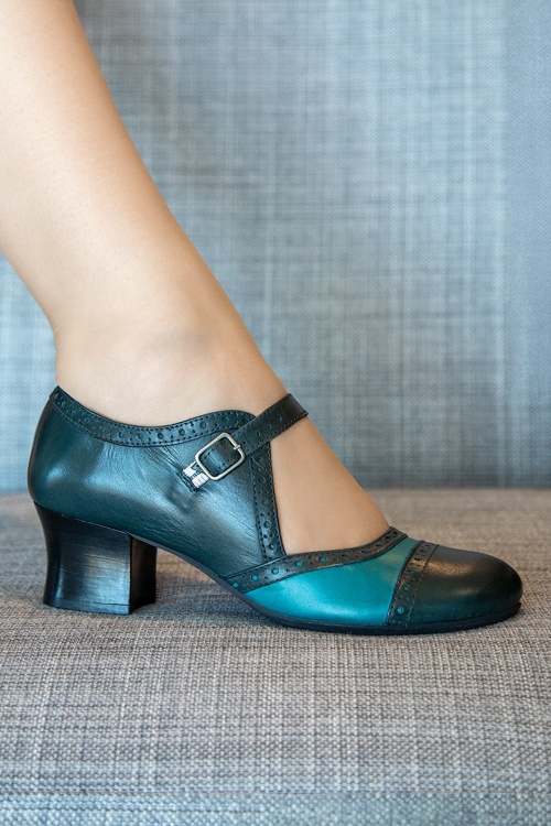 Miz Mooz - Franki Mary Jane pumps in oceaan en marineblauw