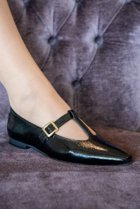 Paul Green - Camille Spitze Lackleder-Ballerinas in Schwarz