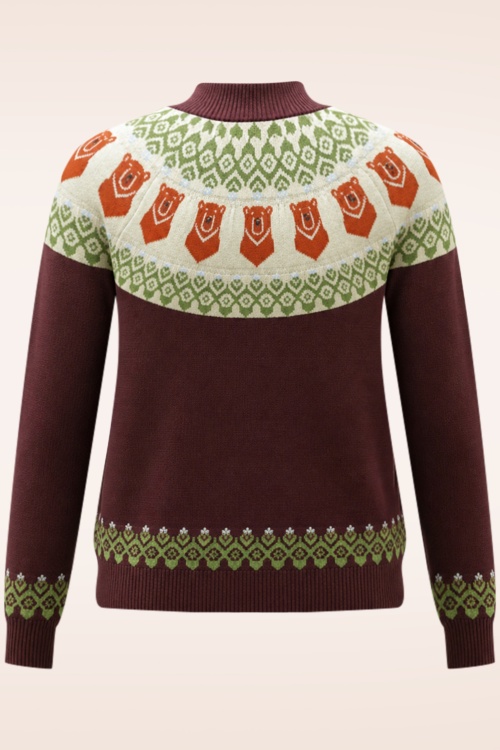 Pretty Vacant - Bear Fairisle gebreide trui in rum raison 2