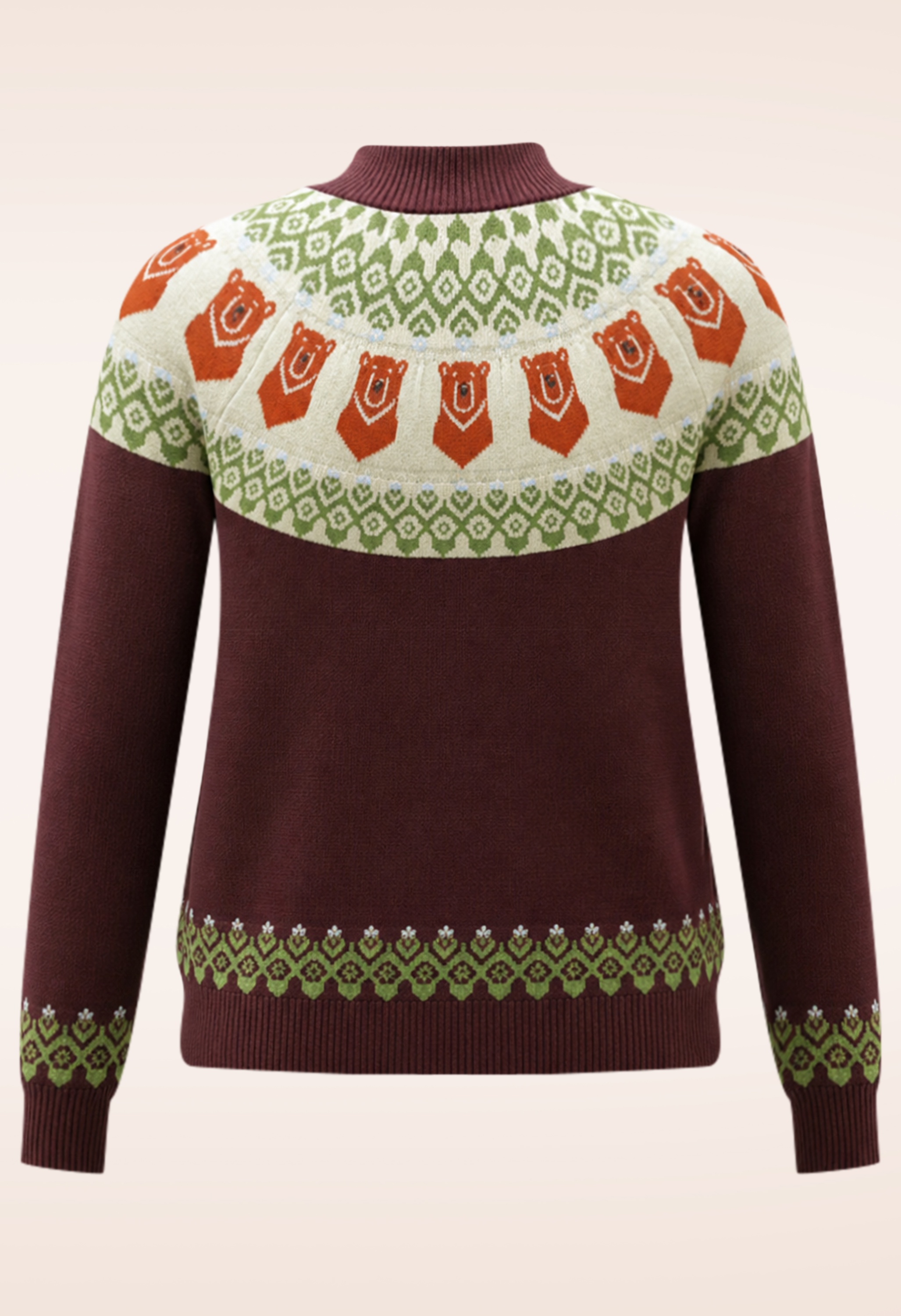 Pretty Vacant - Bear Fairisle gebreide trui in rum raison 2