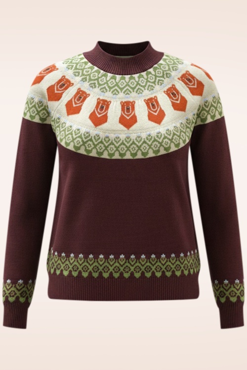 Pretty Vacant - Bear Fairisle gebreide trui in rum raison