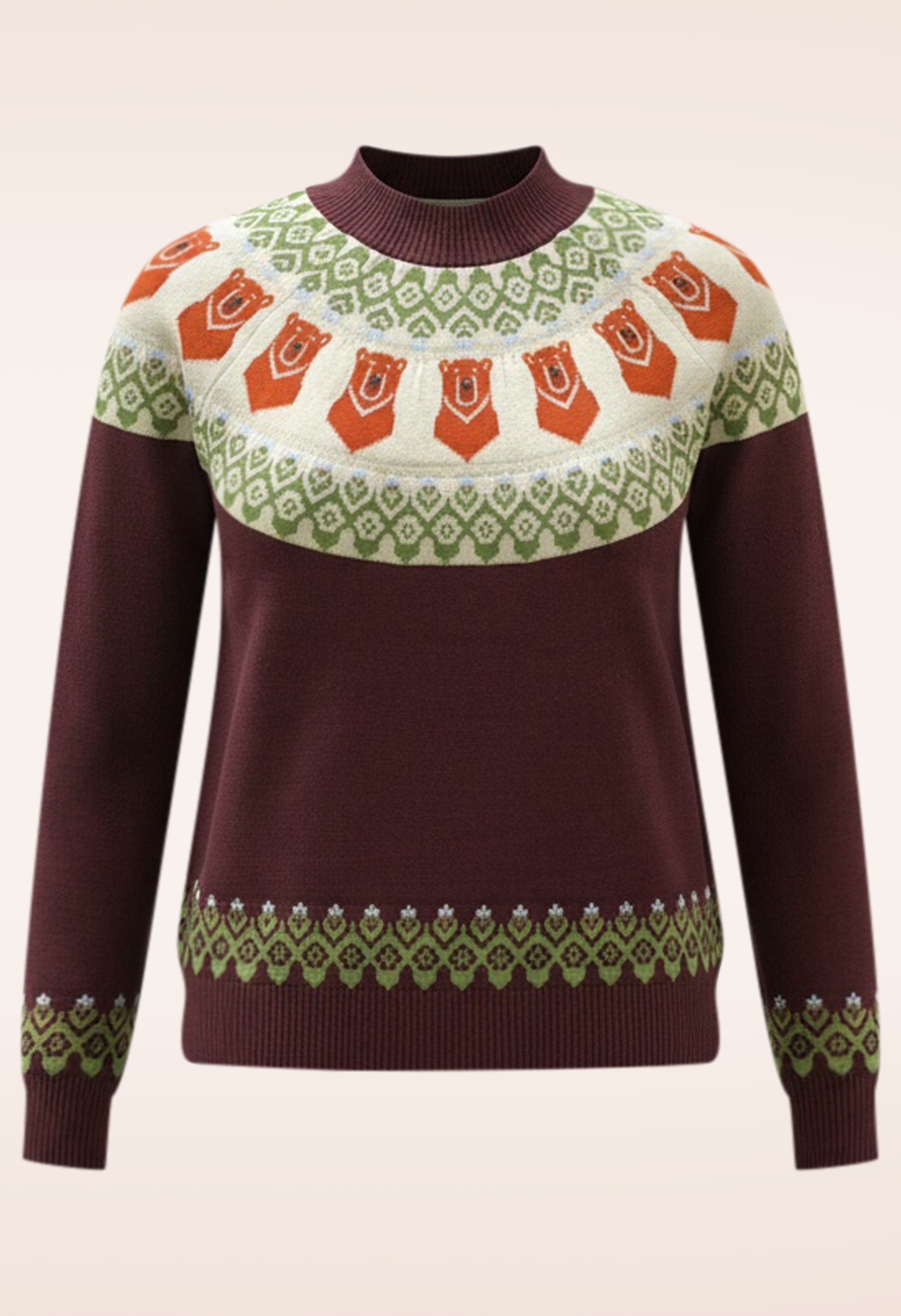 Pretty Vacant - Bear Fairisle gebreide trui in rum raison